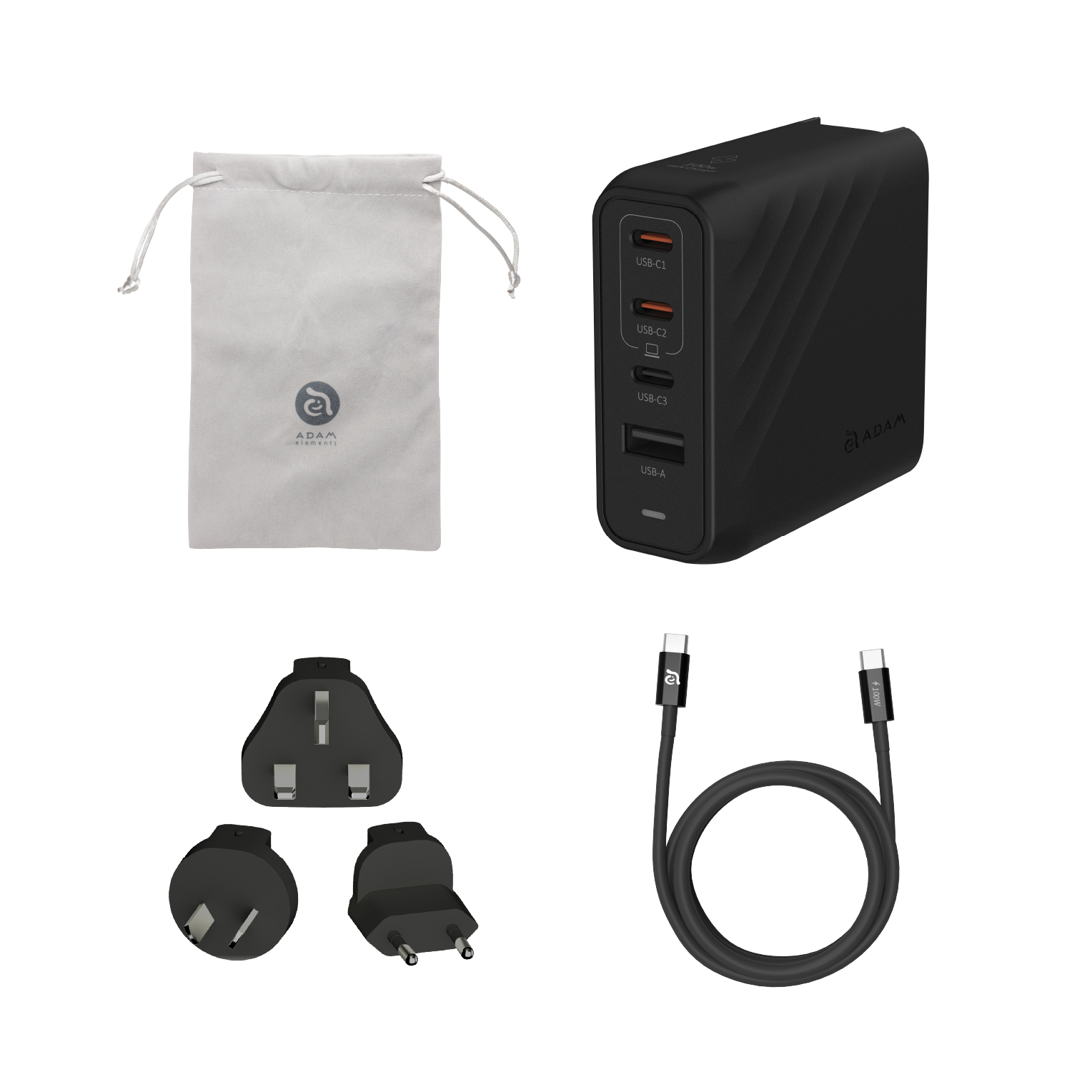 MAG 360 Ultra Qi2 25W 吸盤式旋轉無線充電座_P100 GaN 100W 四孔快速電源供應器